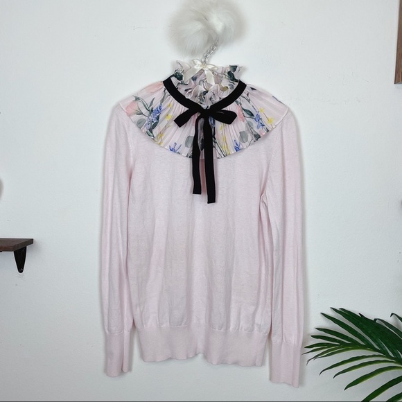 Ted Baker Pink Sweater with Floral Plated Collar - Picture 1 of 6